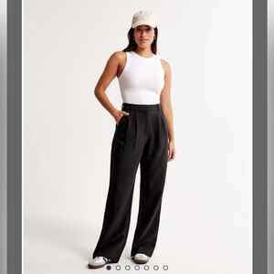 Abercrombie & Fitch Black Wide-Leg Sloan Trousers